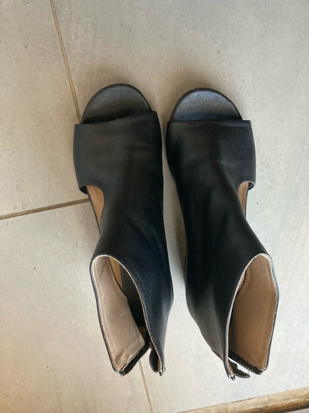 Marsell Women’s Black Open-Toe Leather Ankle Boots 37 - Picture 4 of 4